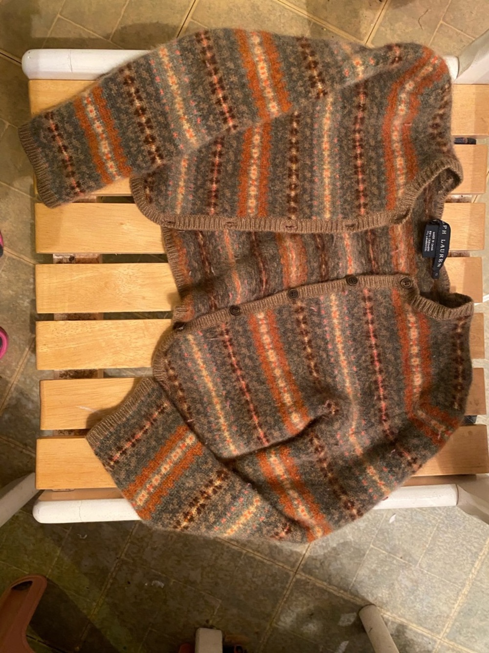 Ralph Lauren Brown, Orange and Gray Striped Kids Cardigan